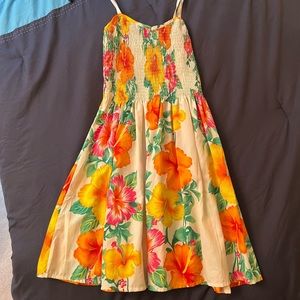 White and orange flowy summer dress